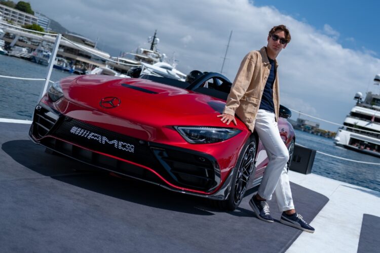 George Russell with the Mercedes-AMG PureSpeed Concept