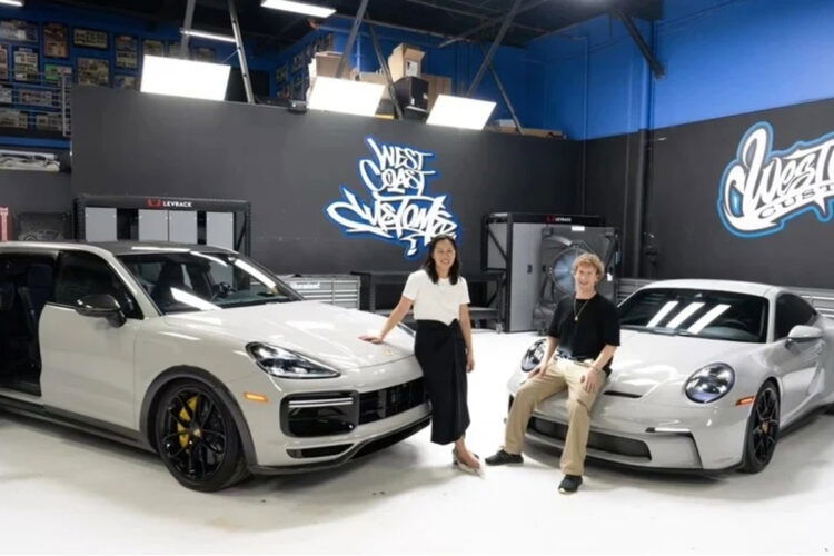 Mark Zuckerberg and Priscilla Chan with their 'his and hers' Porsches